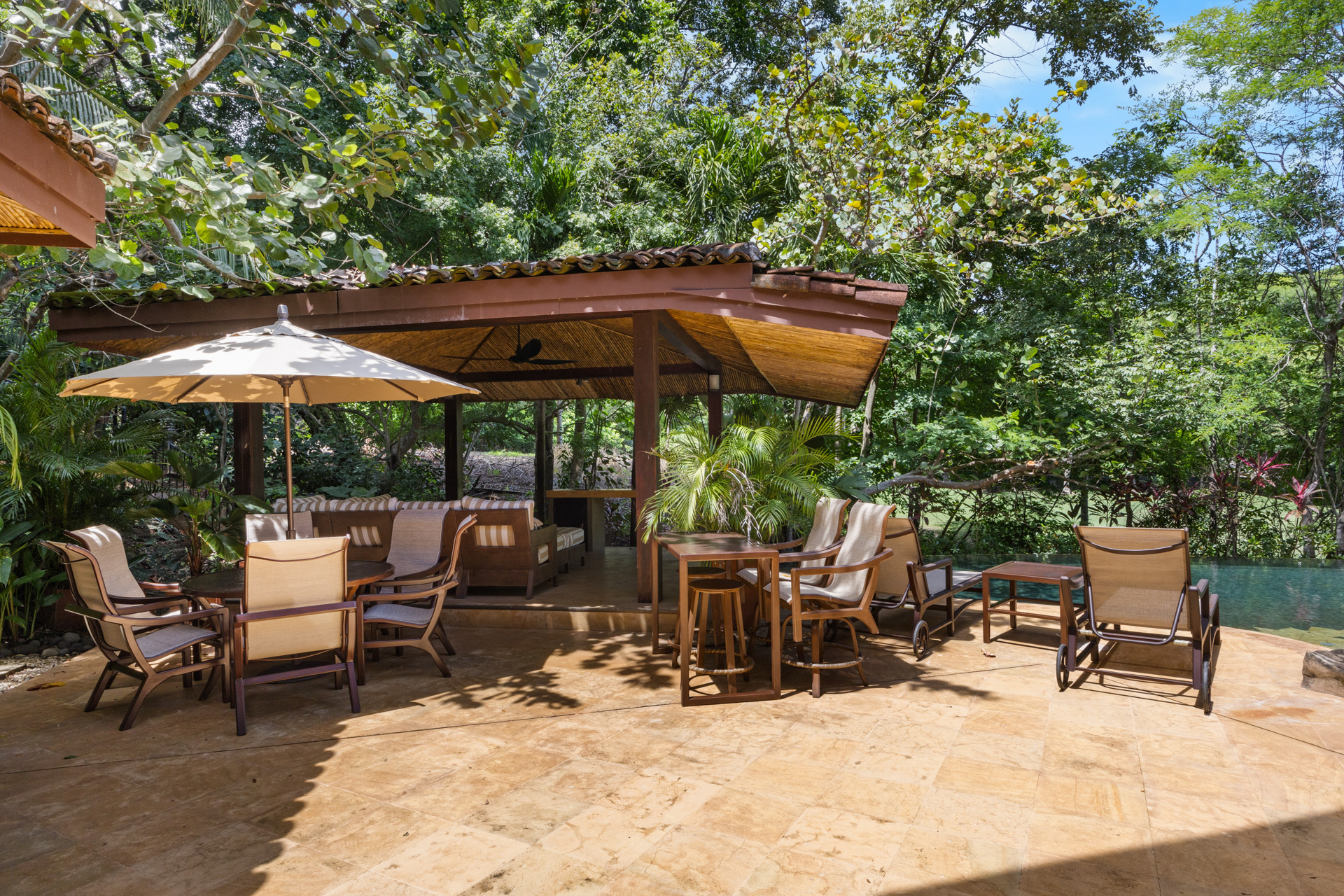 A view of the outdoor dining and entertaining areas at Villa Conchal